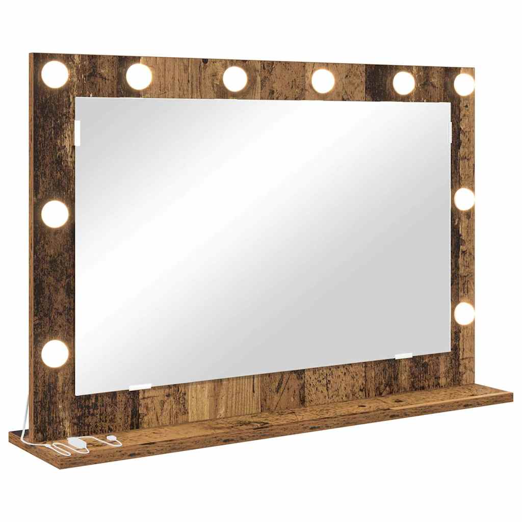 Vanity Mirror with LED Strip Lights Old Wood 80 x 55 x 18 cm